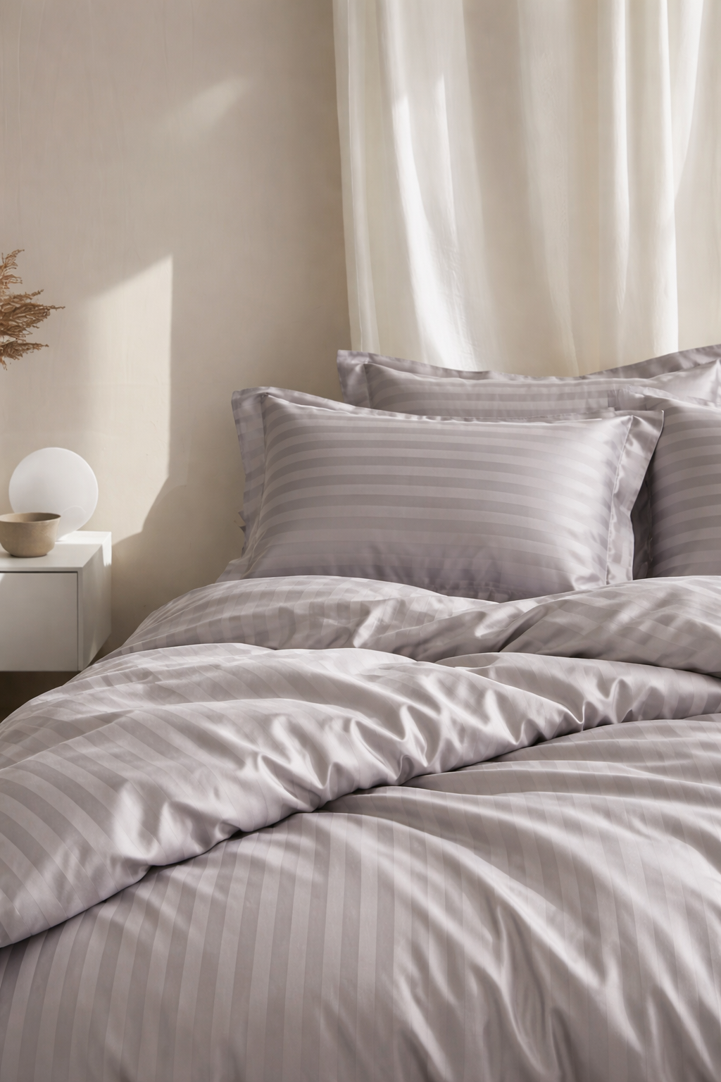 600 TC Cotton Satin Stripe Luxe Loom Collection Bedding Set