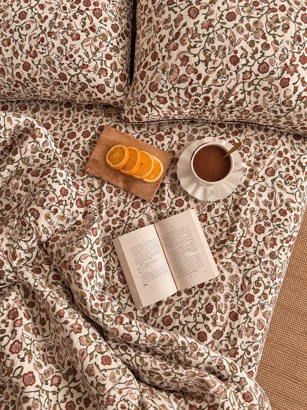 RESTMOR Blush Botanica Quilted Duvet – 500 TC Cotton Satin