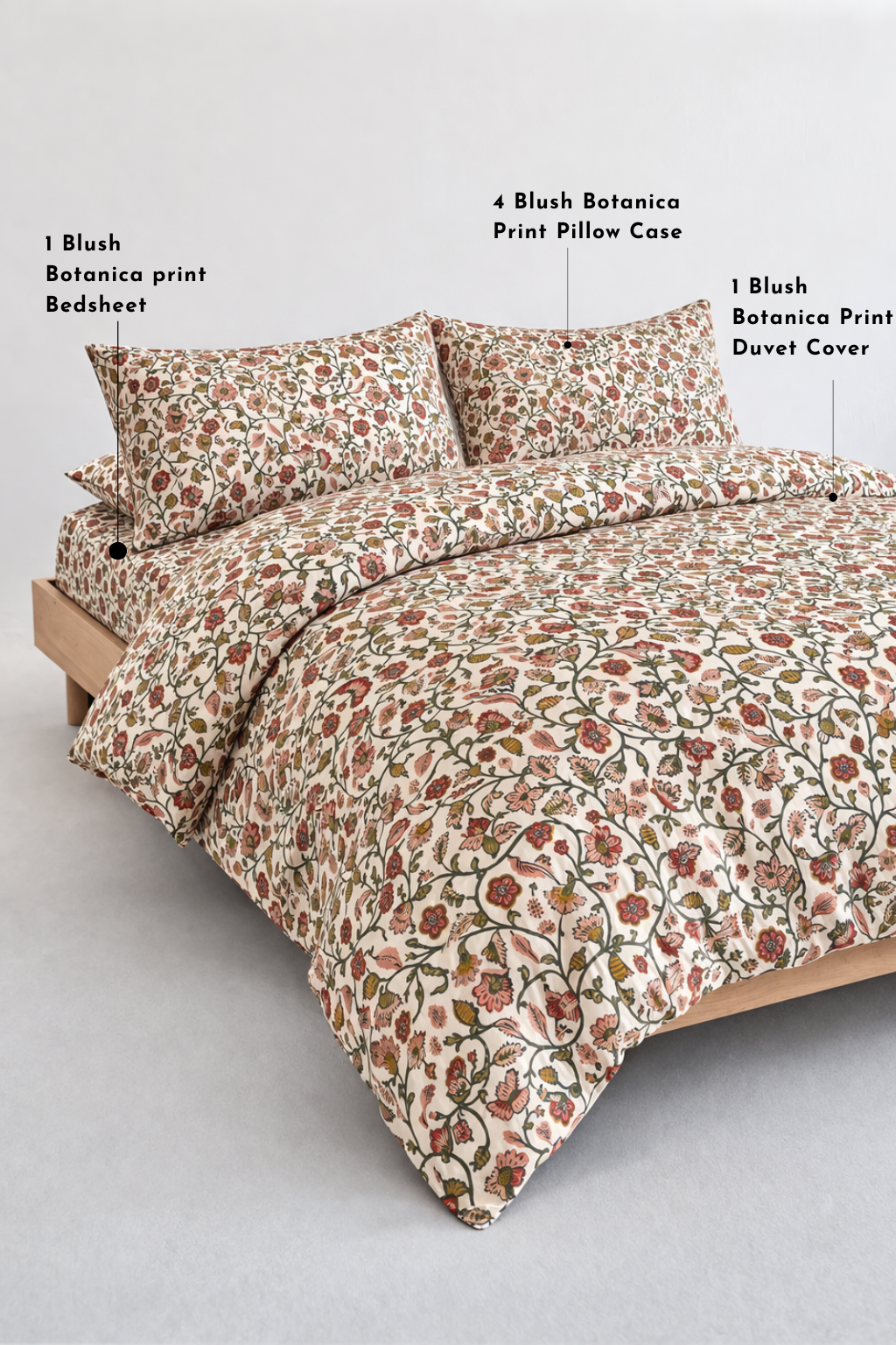 500 TC Cotton Satin Blush Botanica Bedding Set