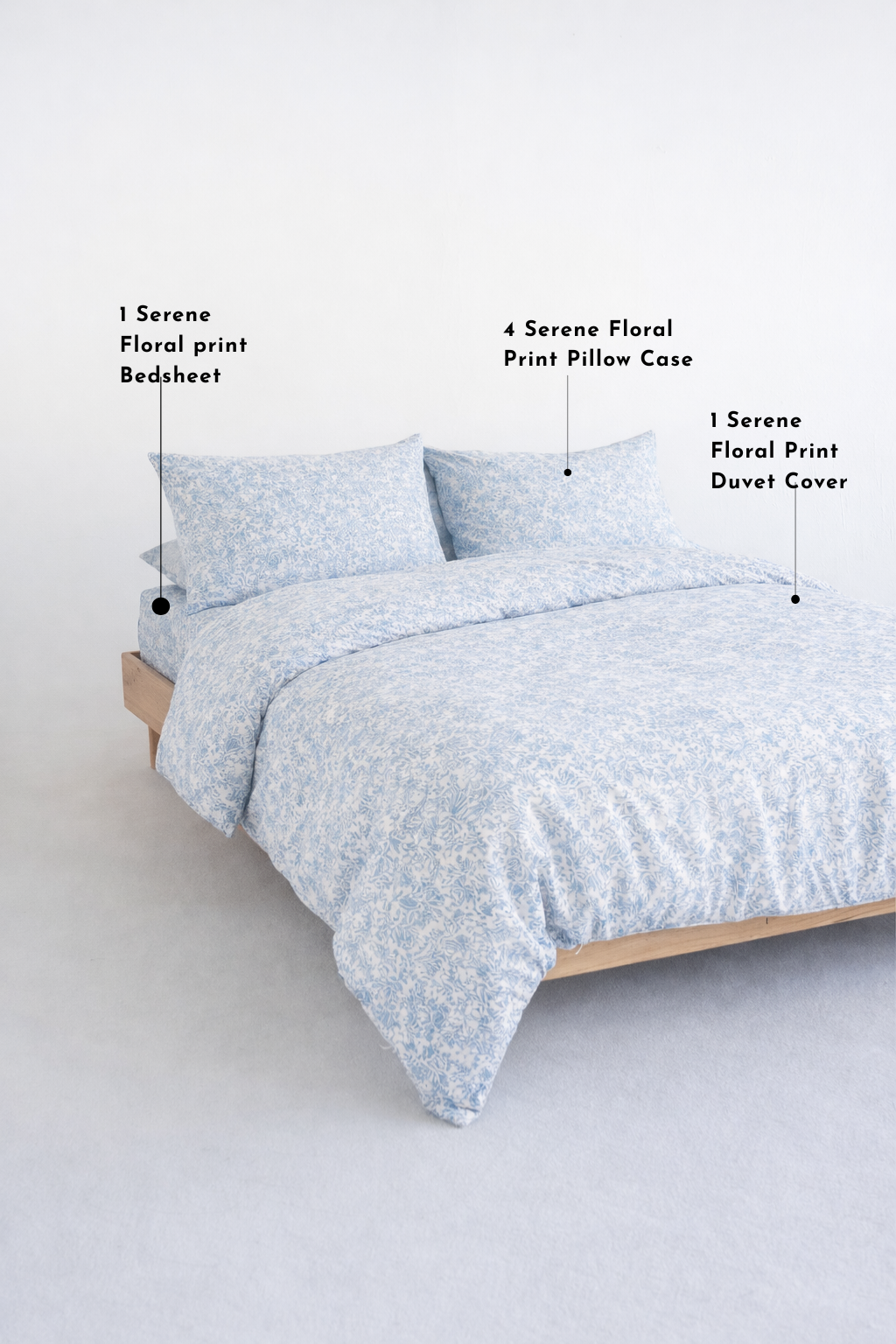 500 TC Cotton Satin Serene Floral Bedding Set